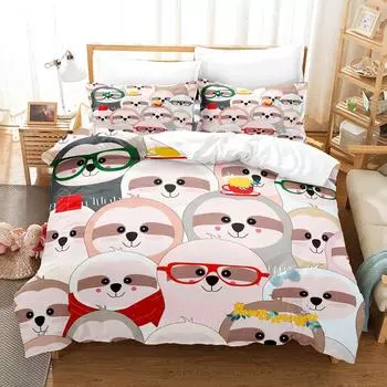 3D Цифровая печать Ленивец, Постельное белье Комплект из трех предметов Простыни Подушка Одеяло 135x200 two-piece set