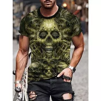 3D цифровая печать мужская футболка с круглым вырезом и короткими рукавами молочный шелк Fierce Beast летние футболки больших размеров S