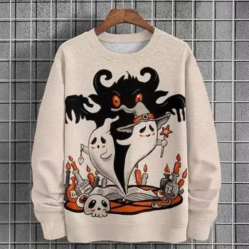 3D цифровая печать мужская уличная мода круглый вырез свободный большой худи топ для осени зима пуловеры и длинные рукава мужские S