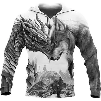 3D цифровая печать мужские большие размеры свободные пуловеры толстовки мужские спортивные повседневные пальто с капюшоном M