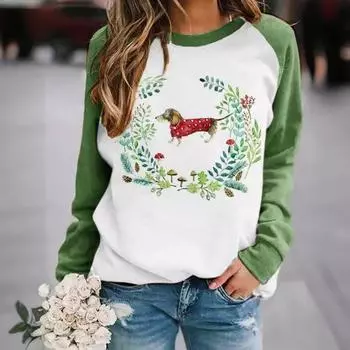 3D цифровая печать женские осенние уличные трендовые топы с круглым вырезом S