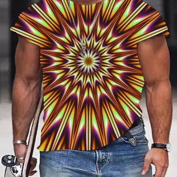 3D цифровой визуальный эффект печати мужская мода короткий рукав круглый вырез футболка летний отдых на открытом воздухе S