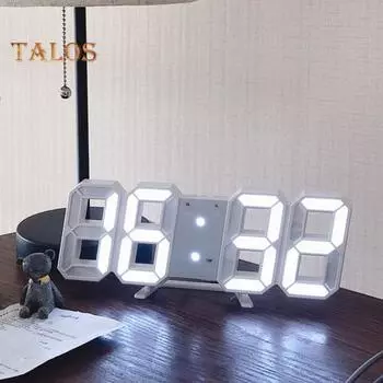 3D цифровые часы со светодиодным дисплеем, легко читаемые, многофункциональные, время, дата, температура, 12/24-часовой формат, компактный размер, USB-блок питания для домашнего офиса розовый