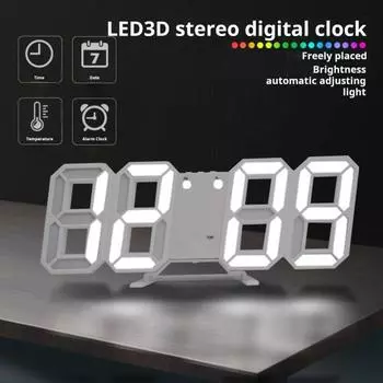 3D цифровые часы со светодиодным дисплеем, легко читаемые, многофункциональные, время, дата, температура, 45650 часов, компактные зелёный