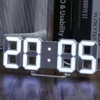 3D цифровые настенные часы, украшение для дома, светящиеся в ночном режиме, регулируемые электронные часы для гостиной, светодиодные часы, декор для сада чёрный
