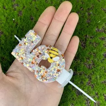 3D цифры для украшения торта свечи блестящие пчелы цифровые свечи украшение на торт день рождения вечеринка по случаю Дня памяти украшение торта