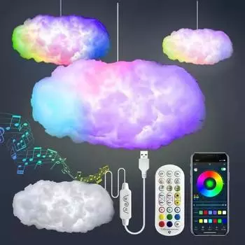 3D Cloud Light Strip DIY APP & Remote Control RGBIC LED Strip Lights Music Sync Dimmable Decorative Night Light Atmosphere Lamp USB Thunderbolt Light