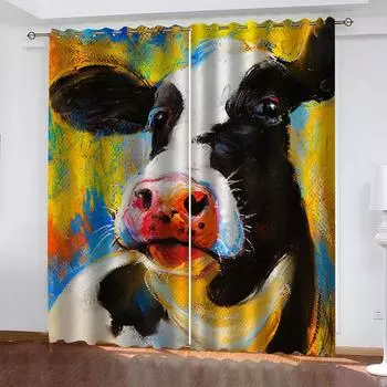 3D Colourful Animals Printed Window Curtains For Boys Men Adults Living Room Bedroom Kitchen Blackout Curtain Drapes 2 Pieces W70xH160cmx2&Grommet Top