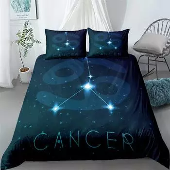 3D Constellation Duvet Cover Set King Queen Double Full Twin Single Size Bed Linen Set EU single(135x200cm)