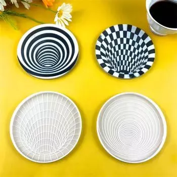 3D Creative DIY Round Geometric Spiral Coaster Silicone Mold New Concrete Resin Epoxy Resin Molds 2023 B