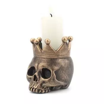3D Crown Skull Candle Holder Resin Skull Candlestick Halloween Decoration Skeleton Candle Base Home Halloween Decor Supplies чёрный