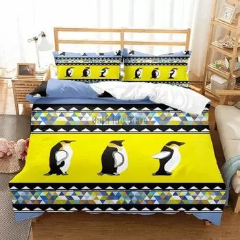 3D Cute Penguin Duvet Cover Animal 23 Home Textile For Kids Adult Bedding White Bedding Set Double King Full Size Home Decor 70x133cm 2pcs