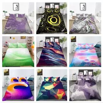 3D цветная ореоловая печать Постельные принадлежности Односпальная двуспальная кровать Полноразмерная наволочка с рисунком зыбучих песков и пододеяльник Моющиеся и удобные украшения для дома UK Single 135x200cm