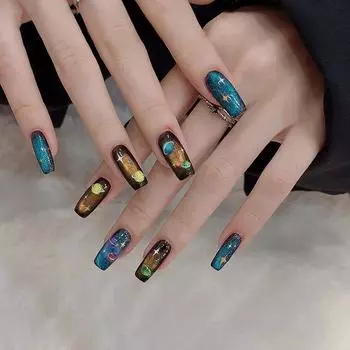 3D цветная планета наклейки для ногтей космические стили звездного света наклейки для ногтей самоклеящиеся слайдеры для украшения ногтей своими руками onesize