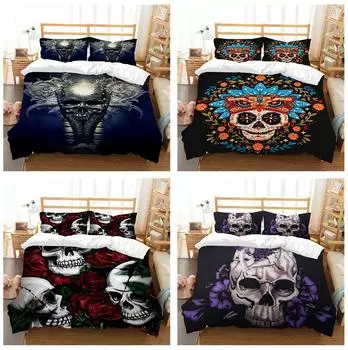 3D Цветной Череп Постельное белье с черепом Спальное белье Пуховое пододеяльник Одноместный/двуспальный комплект постельного белья Большое постельное белье Baby 100x135cm