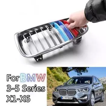 3D цветной Стайлинг автомобиля, накладка на переднюю решетку, полоски, наклейка, чехол для 3, 4, 5, 5GT серии X1, X3, X4, X5, X6, F10, F18, F30 4