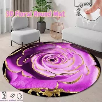 3D Цветочные Модные Круглые Ковры для Гостиной Диваны Украшения Спальня Ковер Кресло Коврик Для Гостиной Противоскользящие Коврики Для Пола Моющиеся 60cm 23.62 in