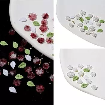 3D Цветочные Подвески для ногтей Подвески для ногтей в виде листьев из смолы Стальные бусины Принадлежности для дизайна ногтей Украшения для ногтей своими руками для акриловых ногтей C