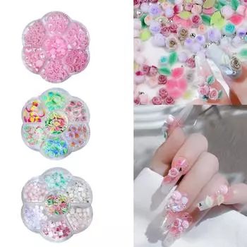 3D Цветочные украшения для ногтей Подвески для ногтей в виде листьев Подвески для ногтей в виде роз Украшения для ногтей из смолы для самостоятельного изготовления ювелирных изделий 4