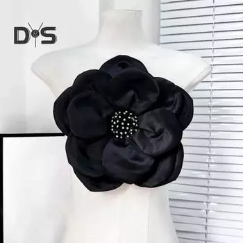 3D Цветочный корсаж Аппликация Стразы Декор Свитер Платье Блузка Декор DIY Шитье Патч Одежда Аксессуары Свадебная Одежда Украшения чёрный