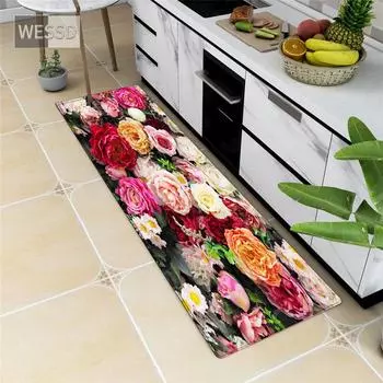 3D цветочный коврик для кухни, нескользящий цветочный ковер для спальни, мягкий коврик для ванной комнаты, коврик для пола из пены с эффектом памяти, коврик для туалета 40x60cm