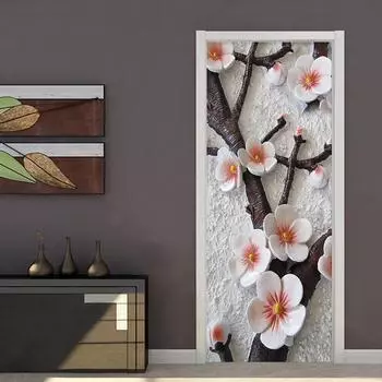 3D цветок дверные фрески наклейки современная простая гостиная спальня съемная дверная фреска наклейка для домашнего декора 50x125cm