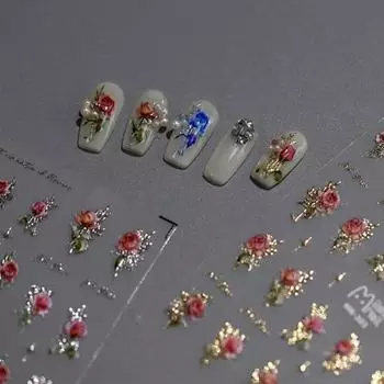 3D цветок розы DIY Art Цветочные наклейки Ультратонкие самоклеящиеся наклейки для ногтей Маникюр Советы для ногтей C