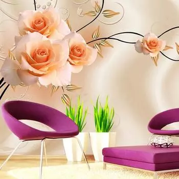3d Цветы Фотообои Цветочные Розы Фреска Для Телевизора Диван Фон Гостиная Спальня Простая Фреска Домашний Декор 200 cm(W) x 140 cm(H)
