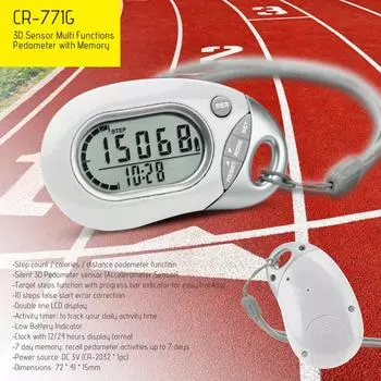 3D-датчик движения, шагомер, счетчик шагов со шнурком, 7-дневное хранение данных, функция памяти, калорийность шагов белый