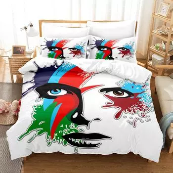 3D David Bovie Bedding Sets Duvet Cover Set With Pillowcase Twin Full Queen King Bedclothes Bed Linen EU single(135x200cm)