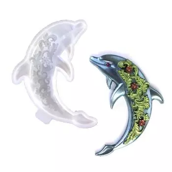 3D Дельфин Кристалл эпоксидная смола форма для украшения стен настенные украшения роза силиконовая форма украшения дома