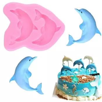 3D Дельфин силиконовая форма кекс Топпер формы для помадки DIY инструменты для украшения торта конфеты полимерная глина формы для шоколадной мастики