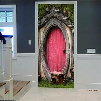 3D дерево отверстие деревянная дверь наклейка на дверь самоклеющиеся обои DIY ремонт водонепроницаемый плакат спальня 77X200cm