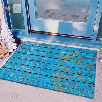 3D деревянная доска, синий коврик для дома, кухонный коврик в стиле ретро, мягкий коврик из пены с эффектом памяти, напольный коврик для ванной комнаты, нескользящий абсорбент 40x60cm