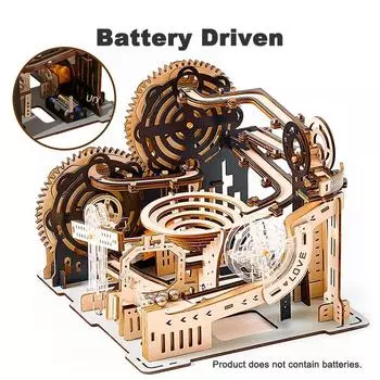 3D деревянная головоломка, мраморный набор для бега, сделай сам, механическая дорожка, электрическая ручная модель, наборы строительных блоков, сборка, игрушка в подарок для подростков и взрослых Battery version дубильная кора