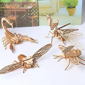 3D деревянная головоломка с насекомыми, скелет животного, сборная модель головоломки, сделай сам, деревянные поделки, 3D головоломка, игрушки STEM, подарки для детей, взрослых, подростков