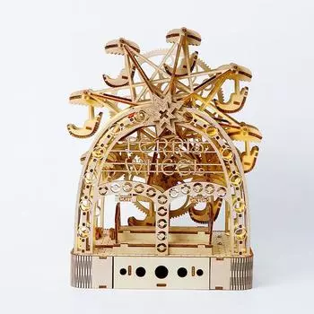 3D деревянная головоломка со световыми поделками, украшение головоломка для взрослых, изысканное колесо обозрения, подарки на день рождения для детей и девочек дубильная кора