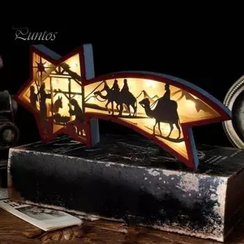 3D деревянная резьба светодиодный ночник резной олень рождественская елка снежинка лампа рождественская настольная статуэтка для домашнего офиса полка декор A