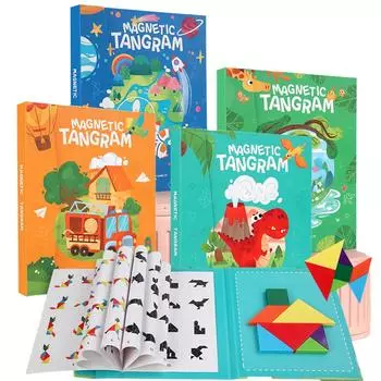 3D деревянные магнитные головоломки, игры, геометрические фигуры, танграм, игрушка Монтессори, раннее образование, сортировка игрушек, подарки для детей