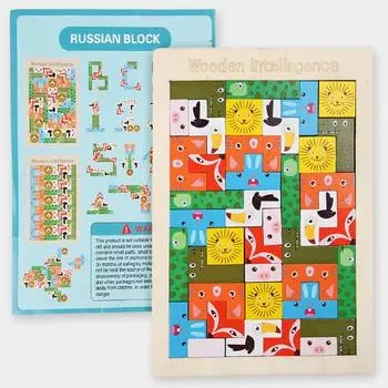 3D деревянные пазлы с милыми животными и принтом, красочные математические игрушки Танграм, детские интеллектуальные развивающие детские игрушки для дошкольников