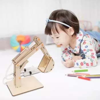 3D деревянный научный комплект, забавная образовательная сборка, гидравлический экскаватор, изучение физических концепций, игрушка «сделай сам» для детей