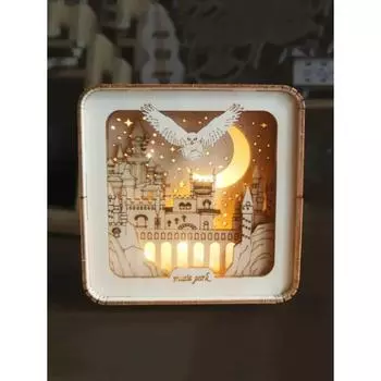 3D Деревянный пазл Ночной светильник, Деревянные пазлы для взрослых, Прикроватная лампа, DIY 3D Деревянные пазлы Светодиодная лампа, Креативные подарки для семьи и друзей style 1- Cat