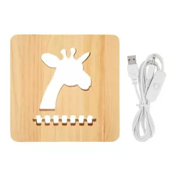 3D Деревянный Жираф Ночной Светильник Полый Светильник Для Дома Спальни Офиса Декор Для Детей Друзья Семья