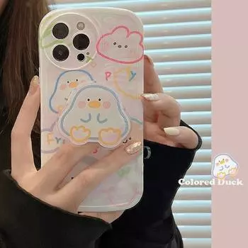 3d держатель-подставка утка мультфильм медведь кролик собака чехол для телефона в виде ракушки для Iphone 11 12 Promax 13 14 Pro Max Plus Ins круглая задняя крышка for iphone 11