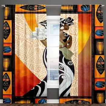 3D Дешевая Современная Роскошная Африканская Женщина Тонкая Прозрачная Занавеска Для Окна Гостиной Спальни Кухни Обработка Кармана 2x50W130H(CM)&Grommet Top
