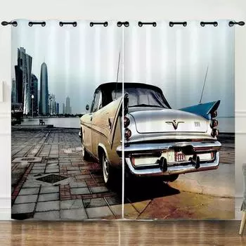 3D дешевые современные роскошные спортивные автомобили крутые 2 шт. затемняющие шторы для гостиной спальни кухни декор крючком 100W130H(CM)40x51in&Rod Pocket