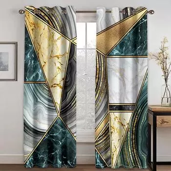 3D Дешевый Современный Роскошный Мраморный Синий Черный 2 Шт. Затемняющая Штора Для Гостиной Спальни Кухни Обработка Крючок Декор 100W130H(CM)40x51in&Rod Pocket