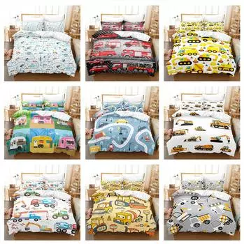 3D детский комплект постельного белья из серии игрушечных машинок, пододеяльник и наволочка для детской комнаты, полноразмерное быстросохнущее украшение для дома для комнаты мальчиков Baby 100x135cm