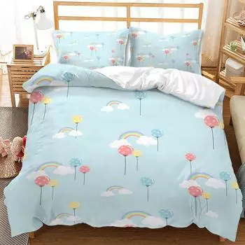 3D Digital Cute Simple Animal Star Printing Three-Piece Digital Kit Quilt Cover 135 * 200 (two-piece set) 90g