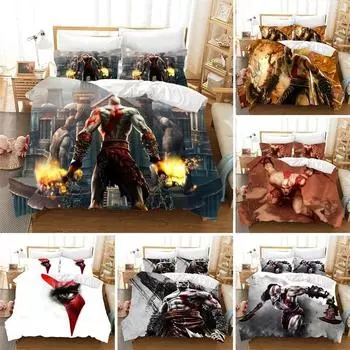 3D Digital Game God of War Print Bedding Set Game Handle Print Design Duvet Cover Sets US AU EU RU Singe Twin Queen King Size 70x133cm 2pcs